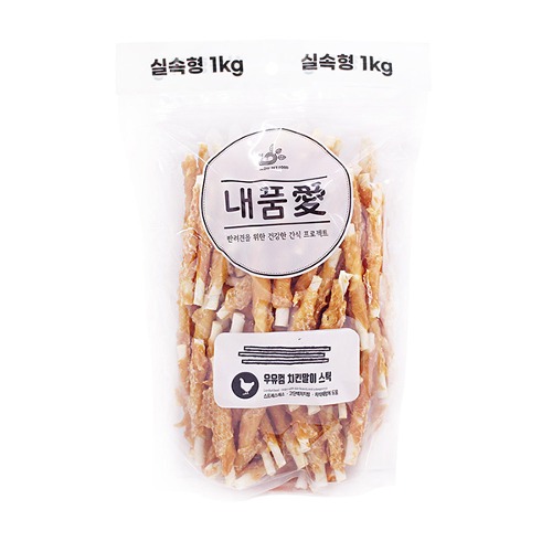 [굿누리] 내품애 실속형 대용량 간식 우유껌 치킨말이 스틱 1kg